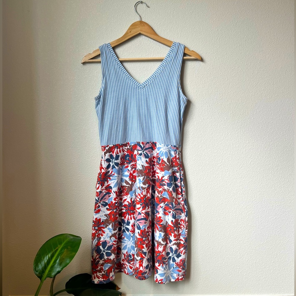 Pact fit & flare dress with flowers and stripes